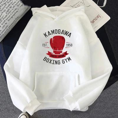 Hajime No Ippo Anime Print Hoodies Kamogawa Boxing Gym Sweatshirts Mens Hip Hop Graphic Pullovers with Hooded Long Sleeve Hoodie