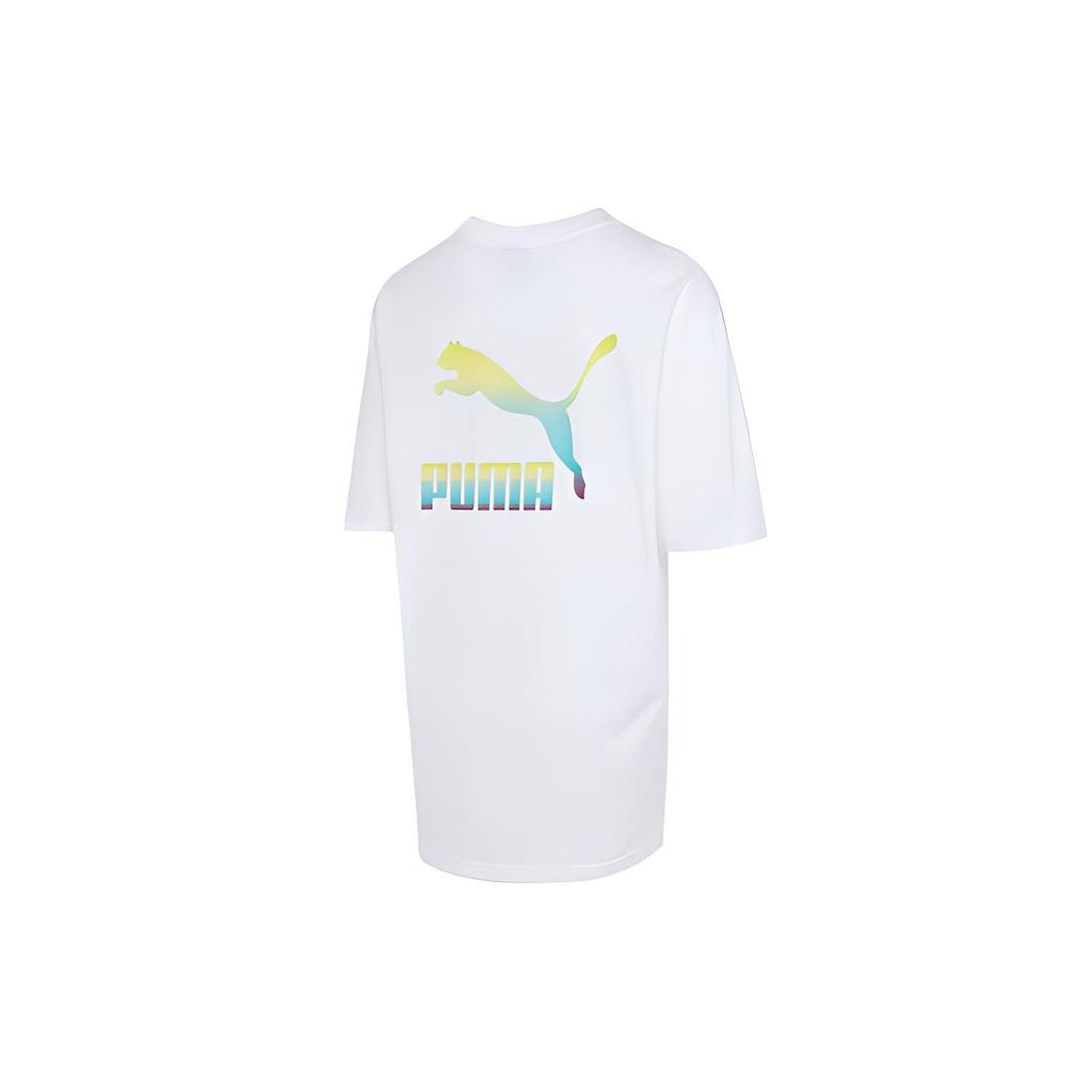 Puma Colorful Logo Crew Neck Sport Short Sleeve T-Shirt Men Tops White 534095-52
