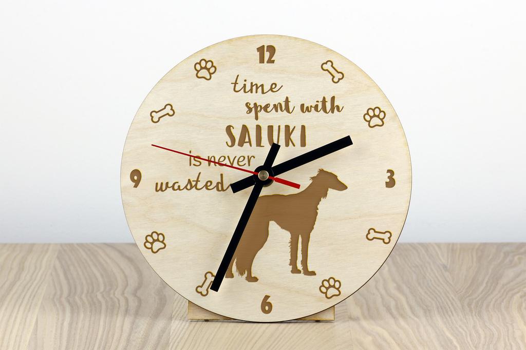Saluki, Levriero Persiano, Segugio Arabo, Levriero di Gazzella - orologio con cane, orologio in legno con incisione, orologio personalizzato da Art-Dog