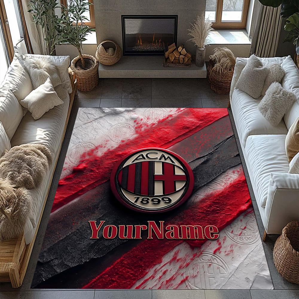 Ac Milan Customized Name Floor Rug Office Rug Perfect for Kitchen Balcony Decorate room Game Room Anti-slip Rug Office home decor Wedding Party Gift