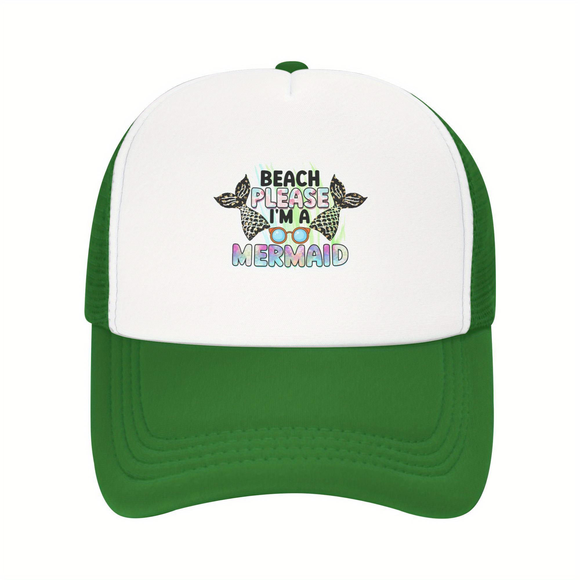 

Beach Please Im A Mermaid Trucker Cap Polyester Mesh Adjustable Casual Hat One Size