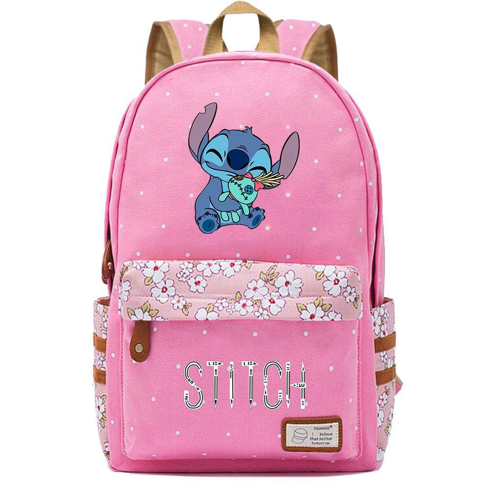 Lilo Stitch Backpack In Pink Or Blue Perfect For School Or Travel Made From High-quality Oxford Cloth