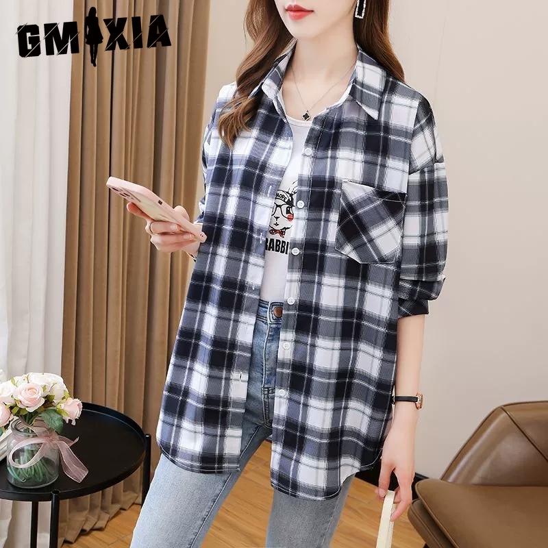 

GMXIA Женские модные повседневные блузки и рубашки-поло с длинным рукавом XXXL чёрный/белый