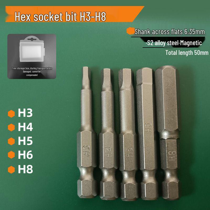 S2 Strong Magnetic Hex Socket Bit - High Strength, Shock Resistant for Hand Drills and Electric Screwdrivers