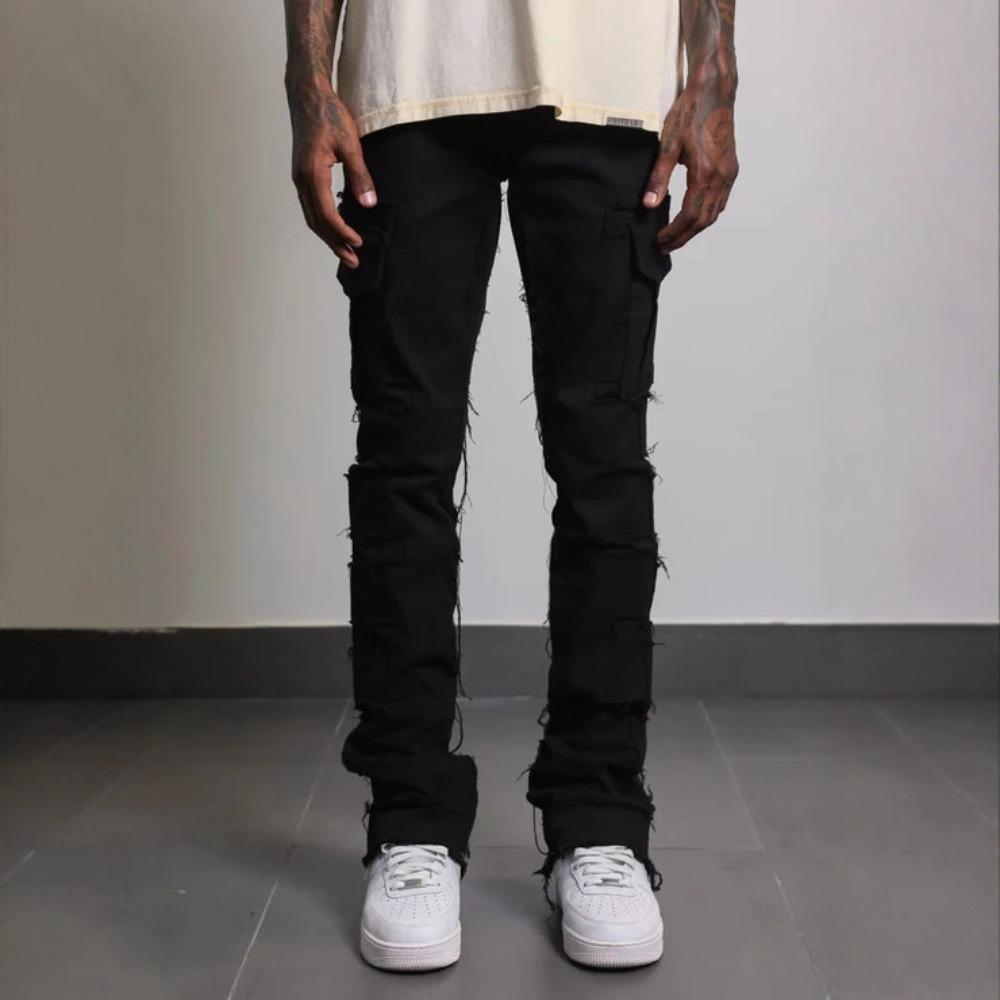 

New Men s Straight-Leg Jeans: Street Style, Instagram-Ready, Stretch Patchwork Straight-Leg Jeans XL