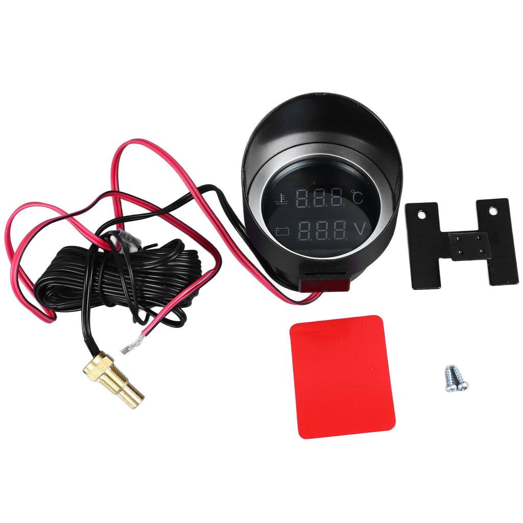 2 in 1 DC 9‑36V Digital Water Temperature Voltmeter Gauge High Precision Digital Display Water Temp Voltage Meter