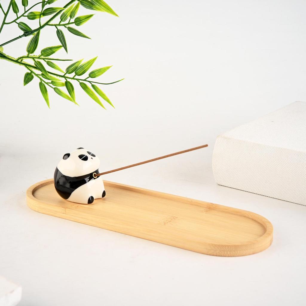 Ceramic Panda Incense Holder - Chinese Style Indoor Burner for Tea Ceremony and Home Decor