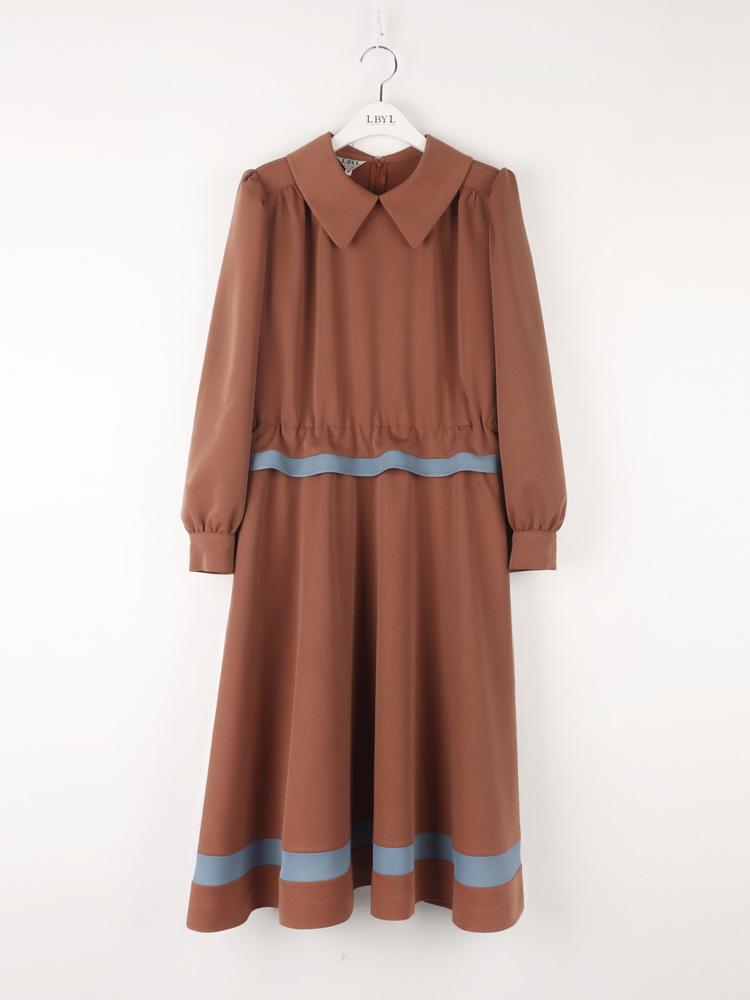 L By L Brown Banded Collar Dress