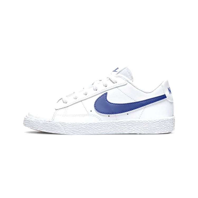 

Nike Blazer Leather Low top Kids Skateboarding Shoes White Blue Children Aged 3 7 Years Old CZ7579-100 29.5