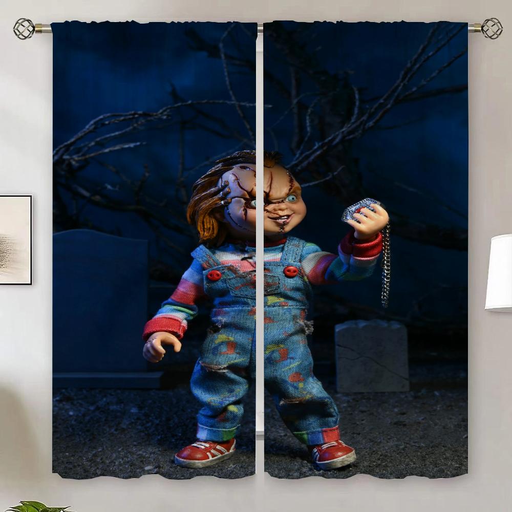 Hororový film Chucky Závěs do obývacího pokoje pro Quarto Kuchyňské závěsy ke dveřím Hotové závěsy Levný tyl v kuchyni Vánoce