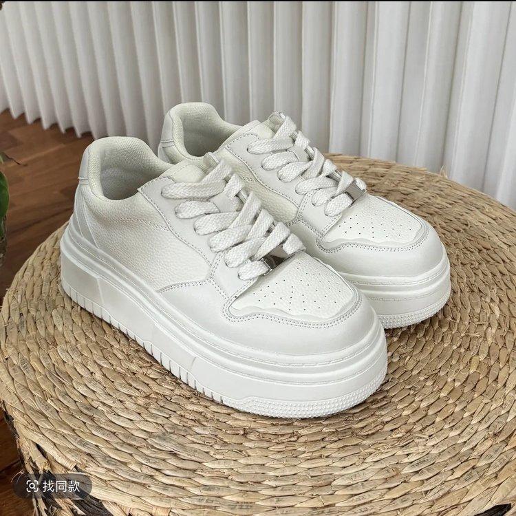 European real soft leather thick-soled little white shoes women's 2025 spring new popular muffin versatile board shoes casual student shoes