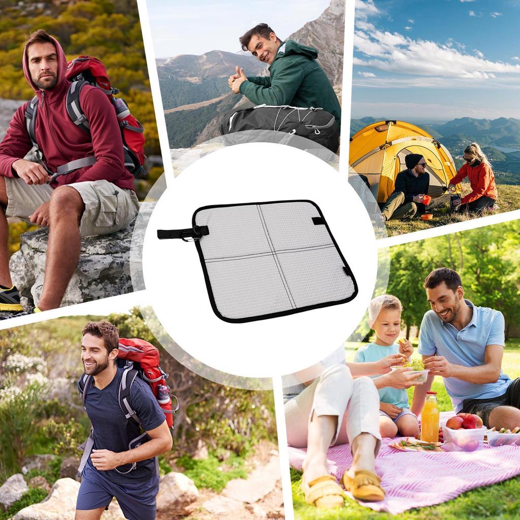 Sitting Pad for Backpacking Waterproof Chair Mat with Carabiner Clip Foldable Seat Cushion for Hiking Picnic Travel Airplane