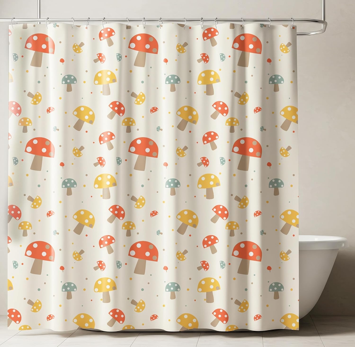 

Cute Mushroom Shower Curtain – Playful Forest Design, Waterproof Botanical Bathroom Decor 72X72 Inch, W60H190(CM)-1 Pcs