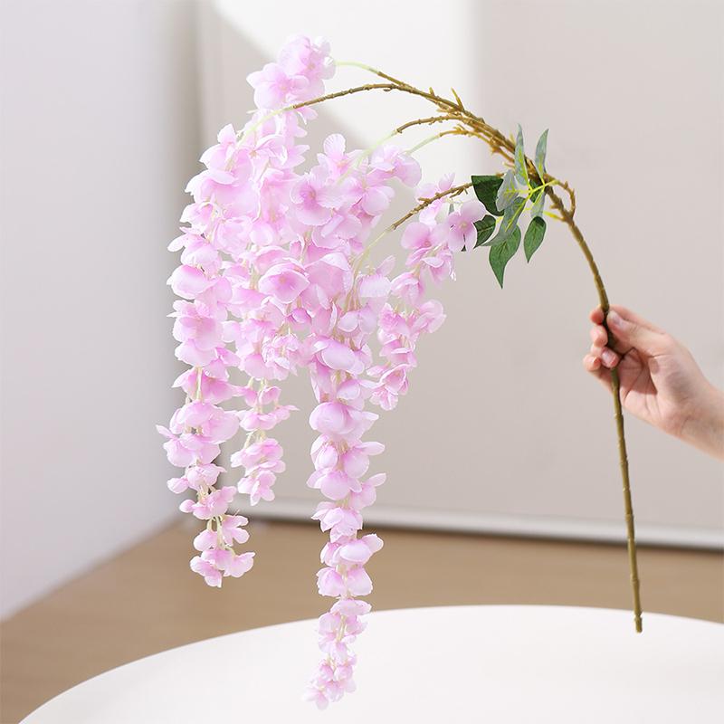 1/2Pcs 108CM Artificial Flowers 5 Fork Fake Flowers Vine Wisteria Garland for Home Room Decor Garden Wall Wedding Decoration
