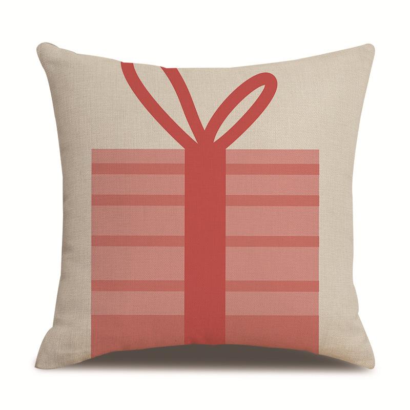 Christmas Pattern Single Sided Linen Pillow Case Living Room Pillow Case Bed Pillow Case Bedroom Pillow Case