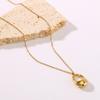 Stainless Steel Geometric Hollow Waterdrop Necklace For Women Link Beads Chain Choker