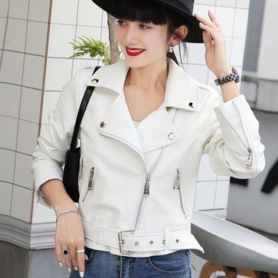 Autumn and Winter New Style Waisted Small Leather Jacket Women's Short Pu Leather Jacket Windbreaker Motorcycle Jacket Trendy Style