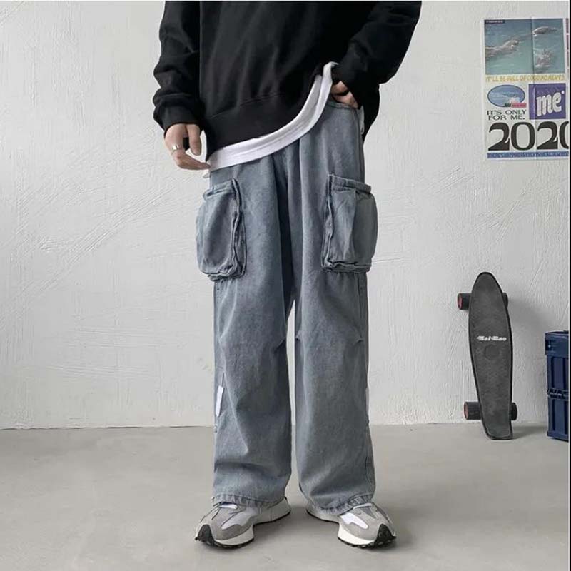 Jeans de hombre Loose Straight Leg Big Pocket Retro Pantalones comprar a  buen precio — entrega gratuita, reseñas reales con fotos — Joom