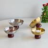 Stainless Steel Round Wood Base Dessert Cup & Bowl Set