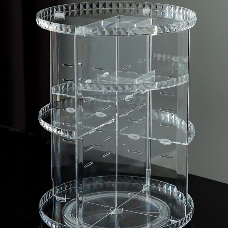Makeup Tools Storage Box Transparent 360 Degree Rotatable Large Capacity Cosmetic Organizer