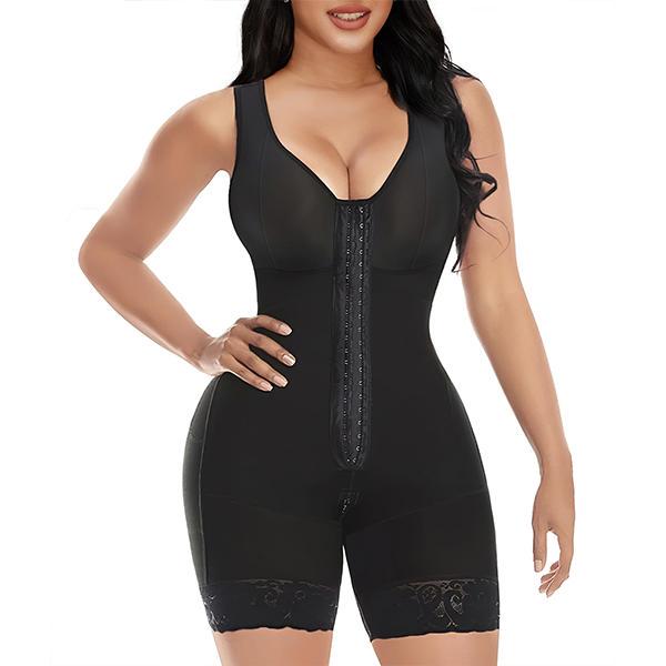 Plus Size Hook-and-Eye Tummy Control Butt-Lifting Crotchless Bodysuit – Strong Compression Waist Trainer