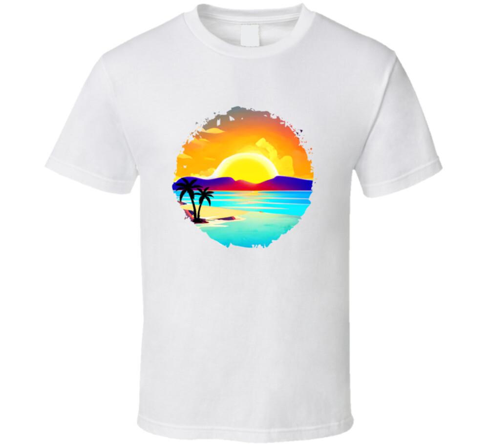 Beautiful Tropical Beach Sunset Tee Unisex Tropical T-Shirt Summertime TShirt S
