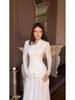 Spring 2025 Elegant Retro Long Sleeve Waist-Cinching Dress