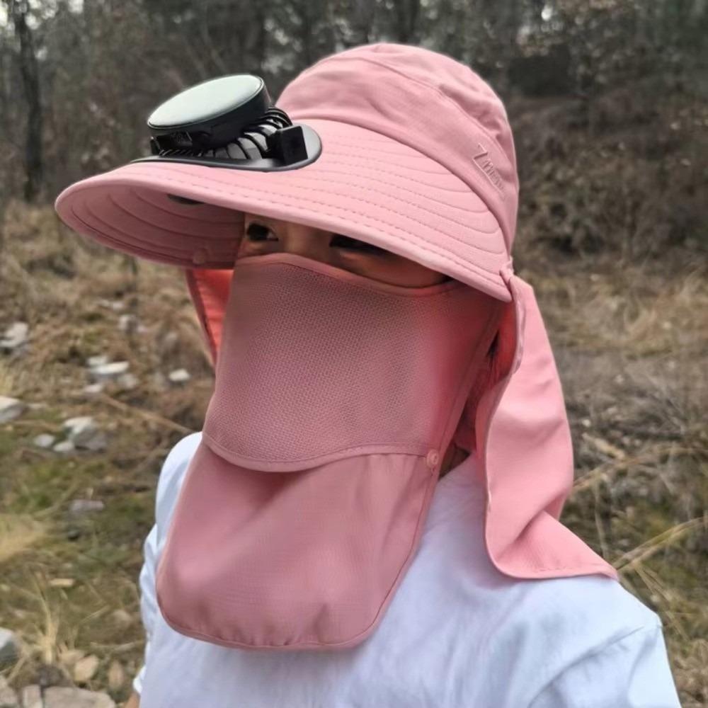 Breathable Solar Fan Hat Quick Dry Wide Brim Sun Cap Long Endurance Fishing Bucket Hat Hiking