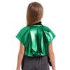 Girls Shiny Metallic Vest Sides Open Sleeveless Zipper Jacket Buckle Pockets Jazz Dance Costume