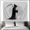 Gotische Gobelinenseide Sensenmann Wandbehang Dunkle Fantasie Heimdekoration Raumteiler Halloween Ästhetik Vaporwave Wandkunst