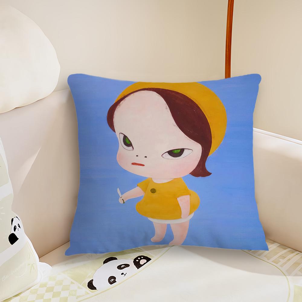 

Cute Y-Yoshitomo N-Nara Art Pillow Case Living Room Sofa Cushion Cover Suitable For Home Bedroom Room Decoration 12x12Inch