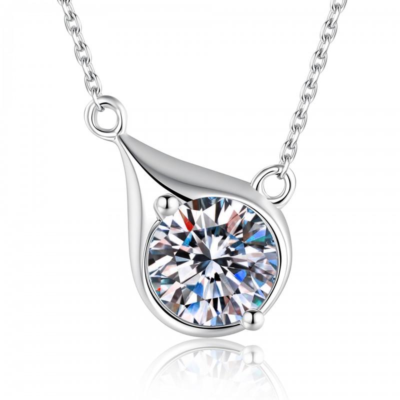 1ct Moissanite Necklace D Color Waterdrop Pendant Clavicle Chain Women