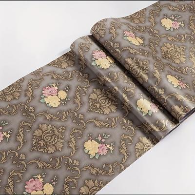 1pc papier peint autocollant base café fleur dorée papier de contact pelage et collage papier peint imperméable et mobile salon pelage et collage