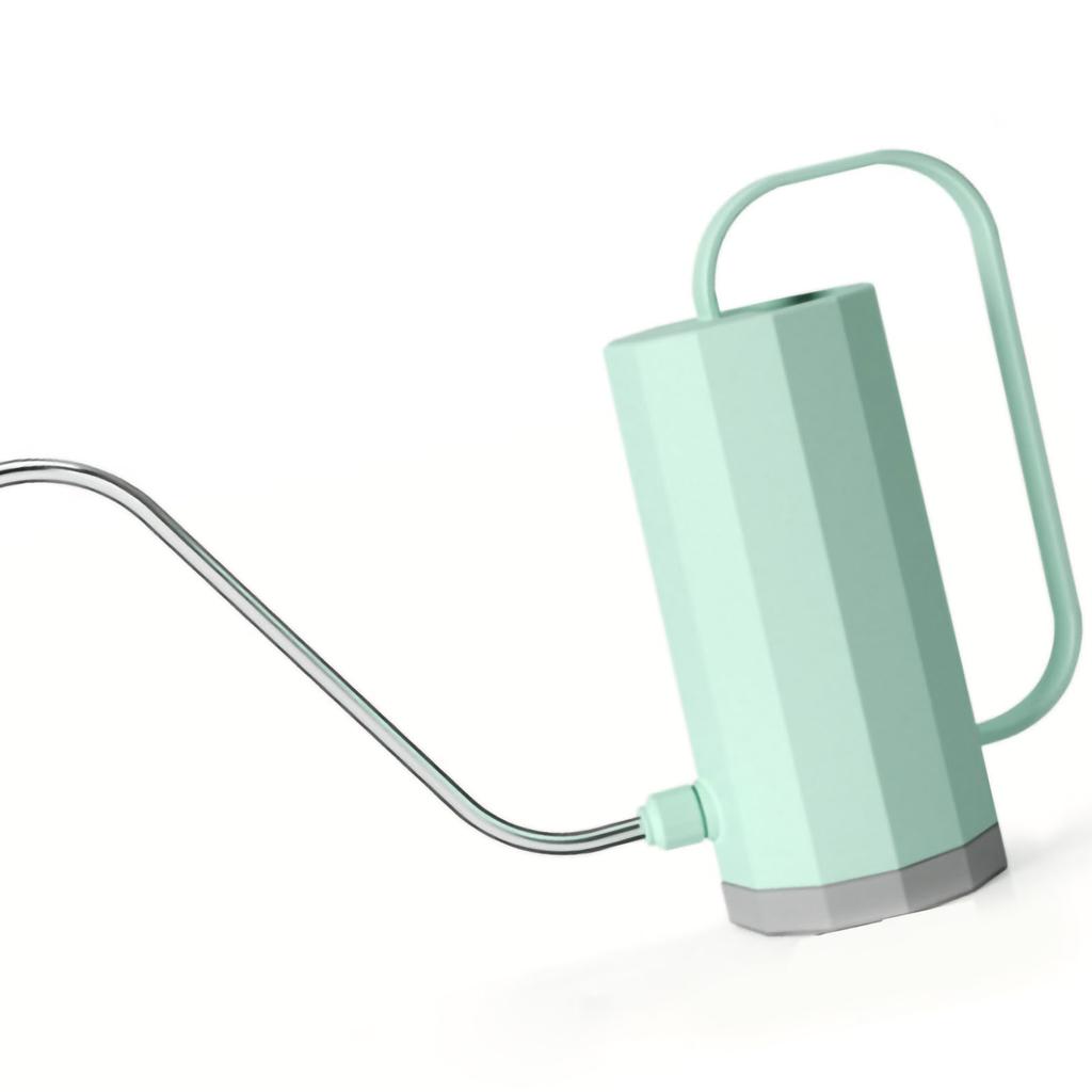 Gießkanne Edelstahl Langer Auslauf Pflanzenbewässerungstopf mit großem, humanisiertem Griff für den Garten Minzgrün