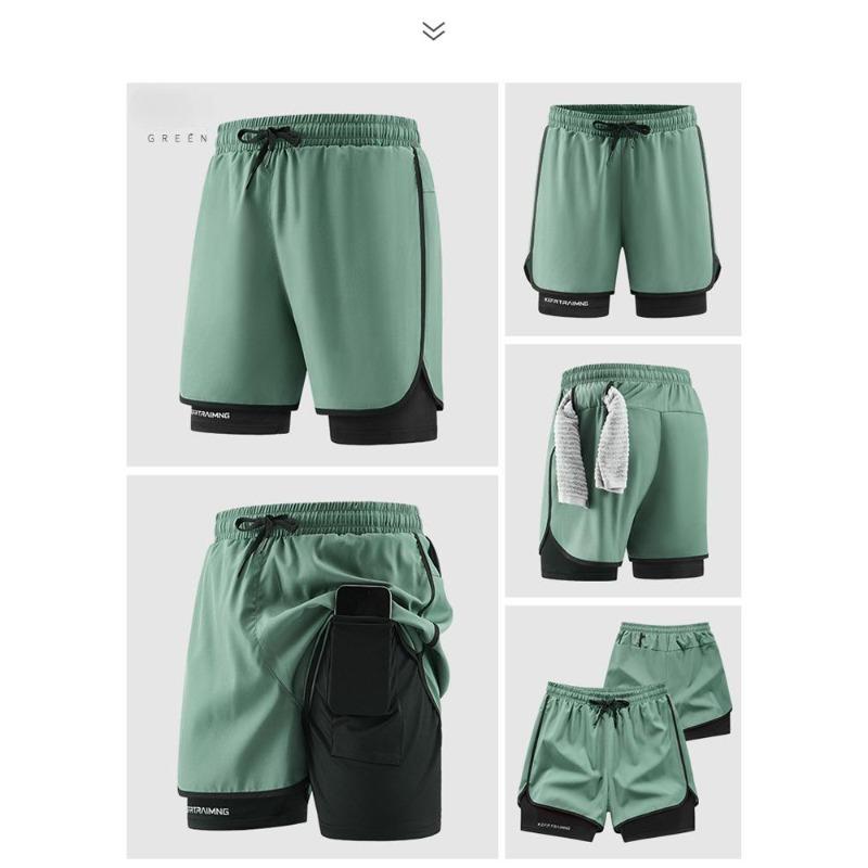 Men Summer Shorts Running Sports 2 in 1 Quick Dry Workout Training Gym Fitness Jogging Shorts Pants