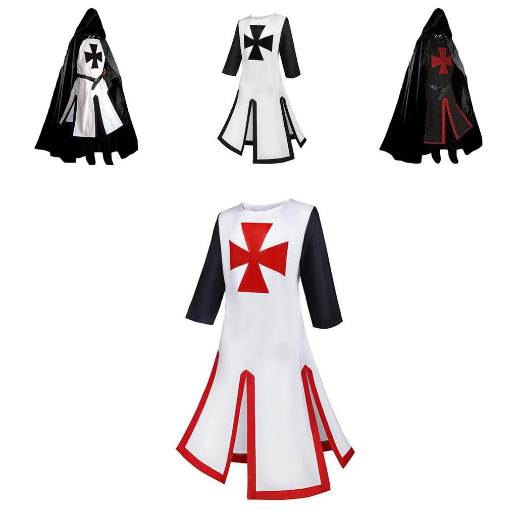 Knights Templar Costume For Stage Performance With Digital Print Cotton Blend For Adults
