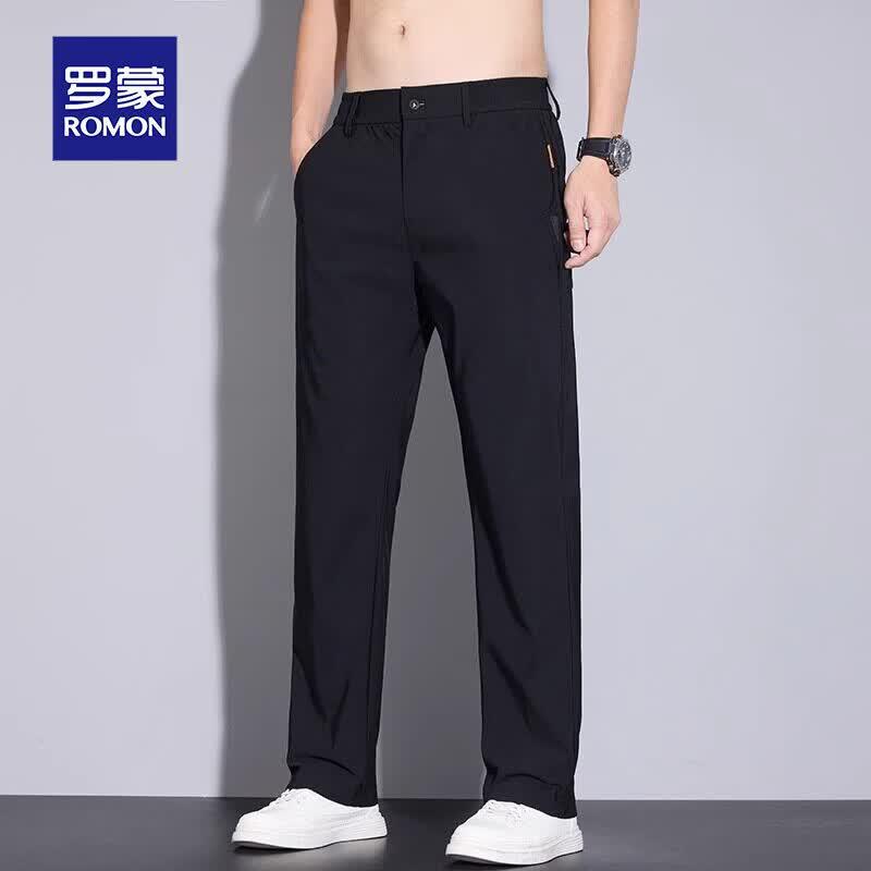 ROMON Men's Loose Fit Ice Silk Casual Pants