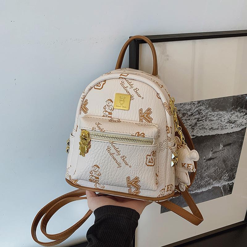 Mini Rucksacktasche Damen neue Mode Nischendesign Druck Ausgehen Pendeln Reisen kleiner Rucksack