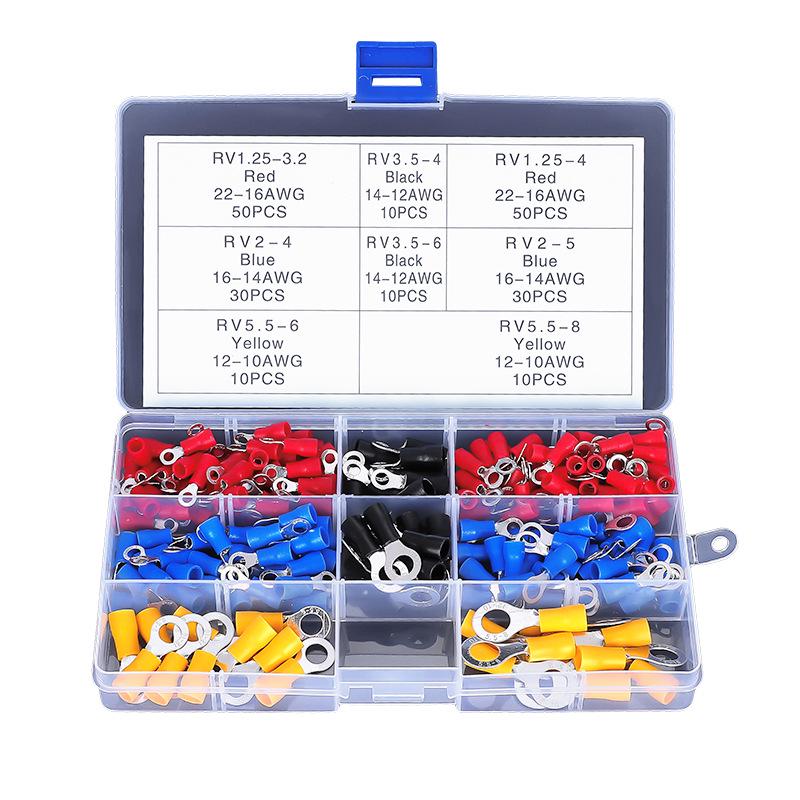 200PCS Cold Press Ring Terminal & Wire Connector Set