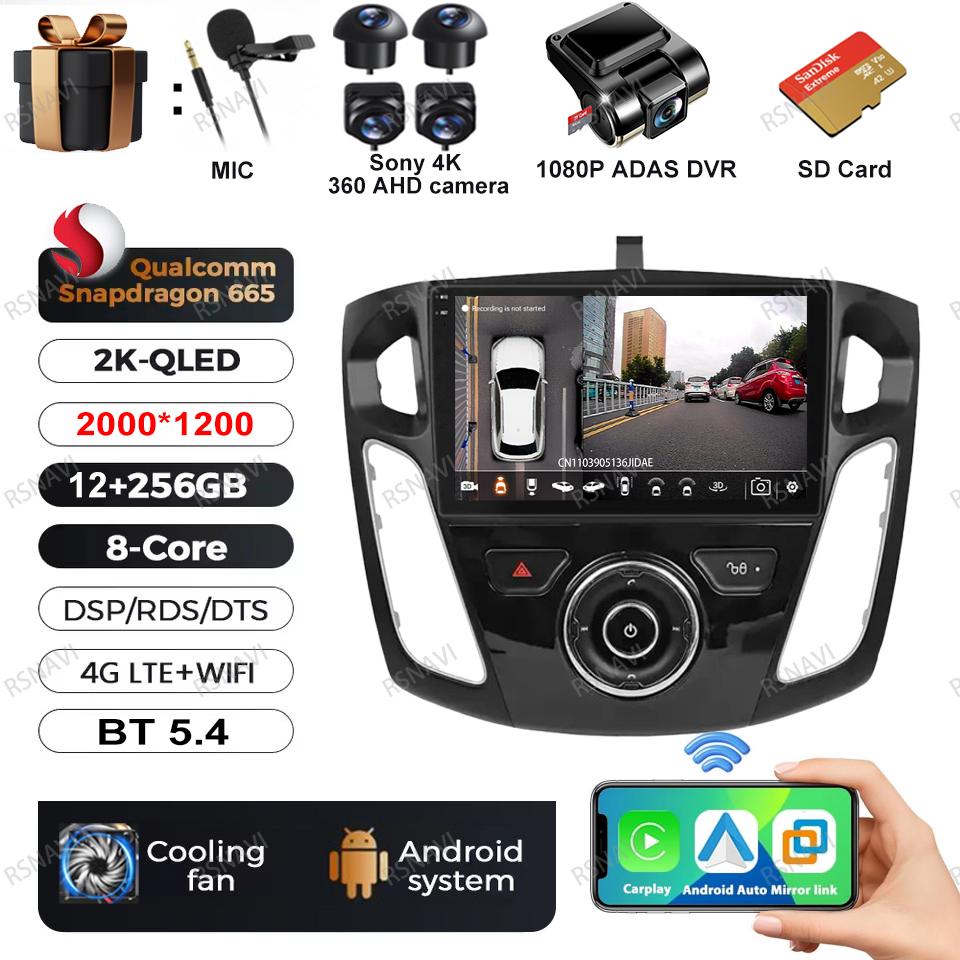Car Radio Android 16 For Ford Focus 3 Mk 3 2011 2012 2013 2014 2015-2019 GPS 5G WIFI Wireless Carplay Auto Viedo Player 4G LTE