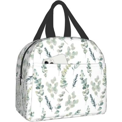 Sage Insulated Lunch Bag for Women Green Leaf Reusable Lunch Box Freezable Cooler Thermal Waterproof Tote Bag for Travel Picnic