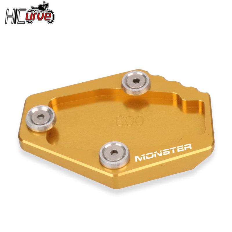 For DUCATI Monster 950 937 MONSTER 937 Motorcycle CNC Kickstand Foot Side Stand Extension Pad Support Plate Enlarge Stand Gold-Monster