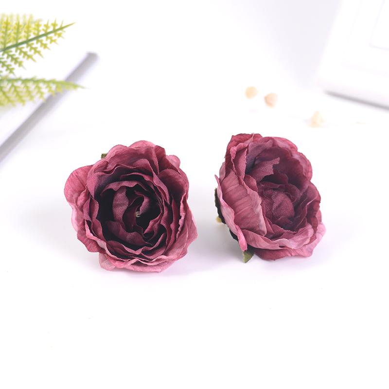 5/10PCs Rose Artificial Flowers 5CM Fake Flowers for Home Room Decor Garden Wedding Marriage Decoration DIY Gifts Accessories