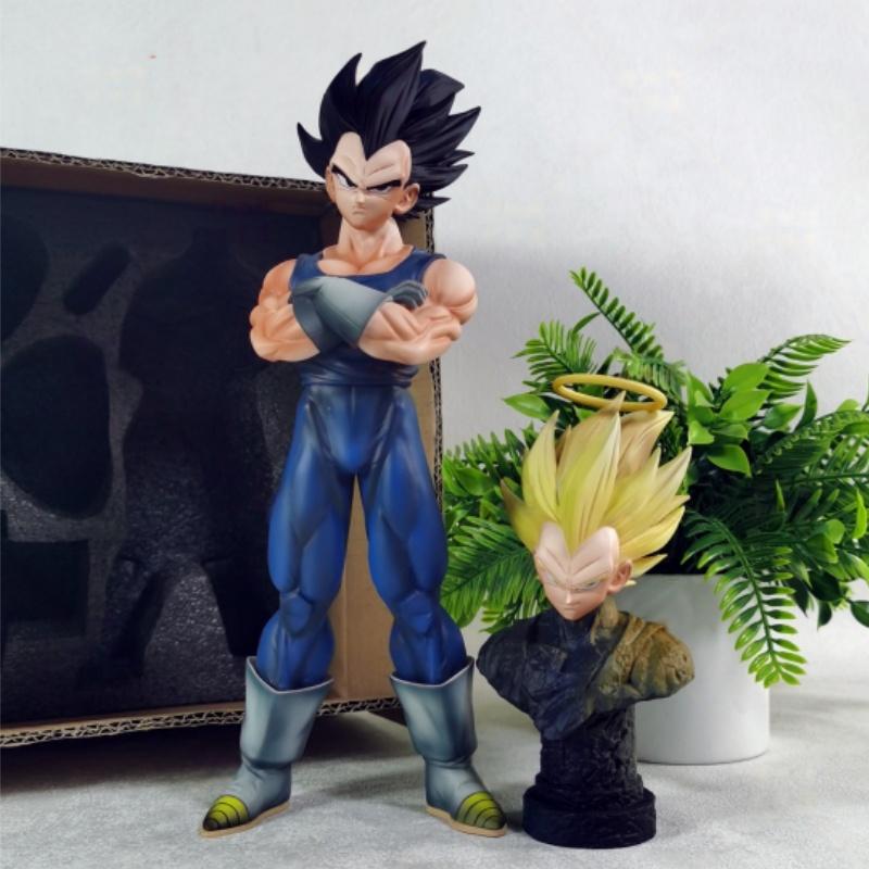 YJ Dragon Ball Hell Vegeta Featuring Halo Figure Double Replaceable Heads GK Statue Featuring Bust PC Case Decor Collectible Present Designed For Boys