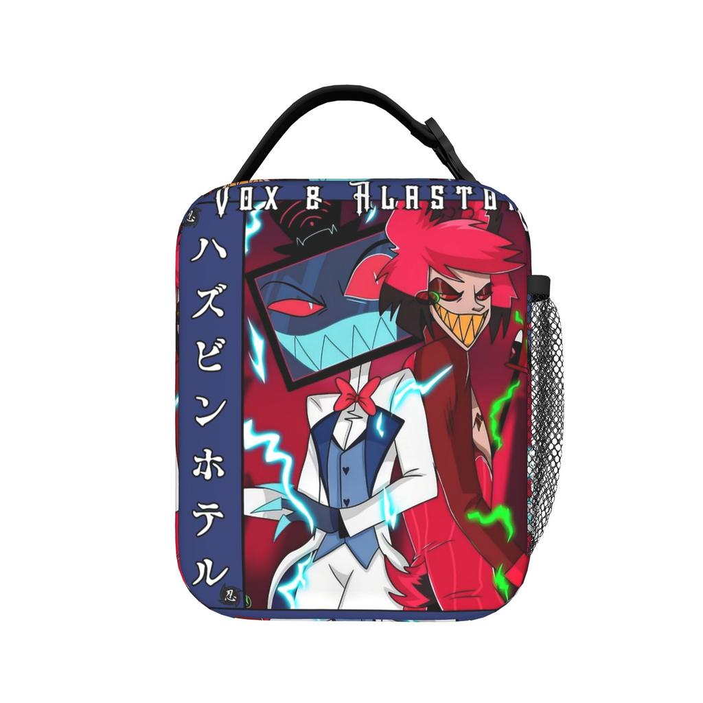 Radiostatic Vox Alastor Inspired Fan Tech Demon Insulated Lunch Bag Lunch Container Bag Tote Lunch Box College Food Handbags