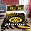 3pcs Duvet Cover Set (1*Duvet Cover + 2*Pillowcase, Without Core), Custom Name Borussia Dortmund Pattern Bedding Set, Home Bedroom Decor Gift