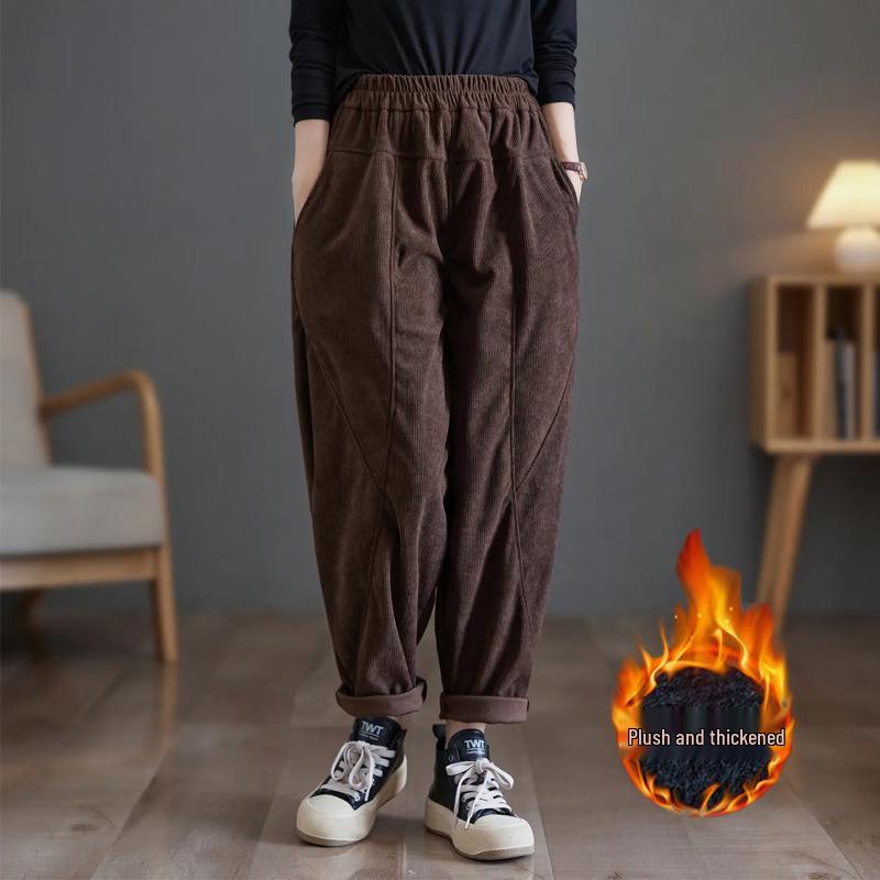 

Женские гаремные брюки больших размеров на флисовой подкладке - Весна/Осень 2024 4XL