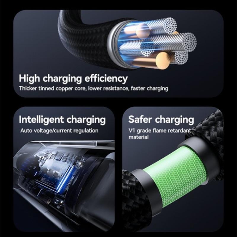 USB C To USB C Cable 100W PD Fast Charging with LED Power Display Nylon Braided Type C Cord for Laptop Phone Tablet