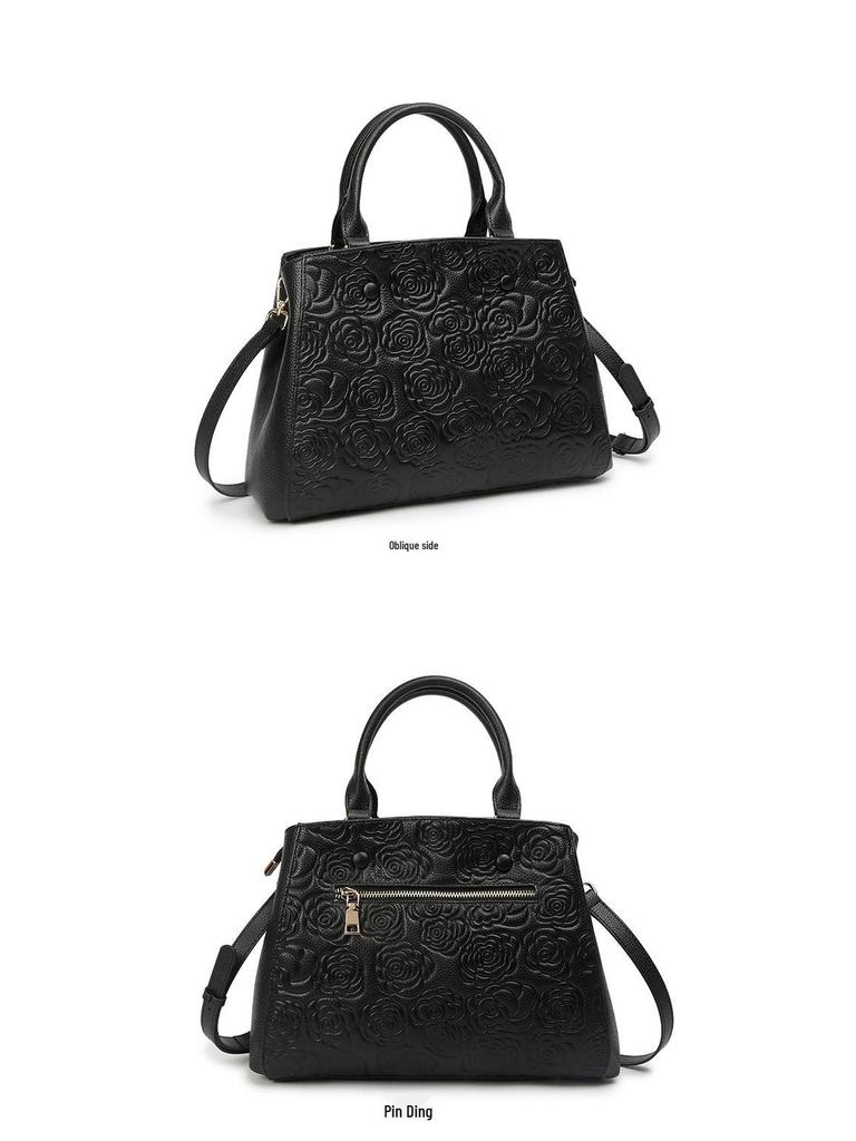 Borsa a tracolla Montaigne da donna in vera pelle - Borsa a mano in pelle di mucca Camelia di lusso