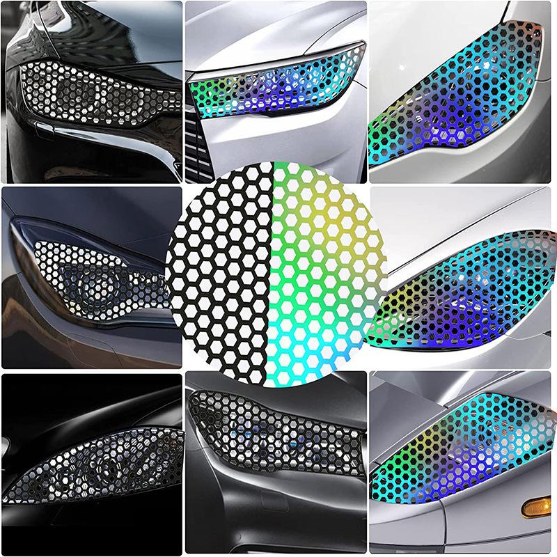 Car Taillights Sticker Decorative Smoke Film Honeycomb Car Rear Tail Light Stickers Rear Lamp Cover Tail Light DIY Trim Sticker